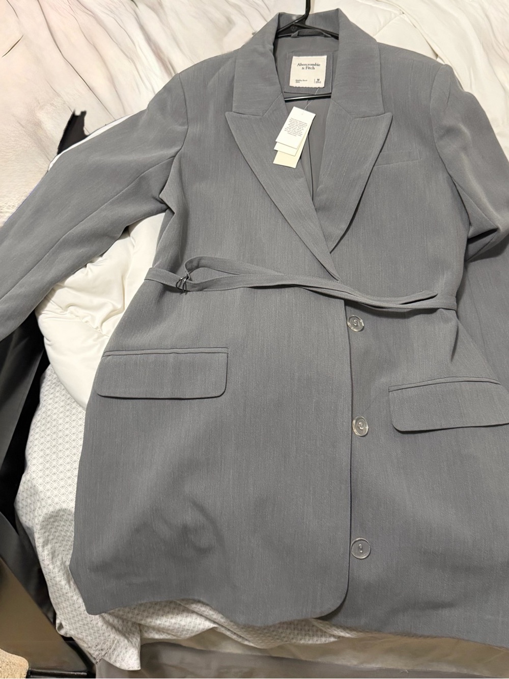 Abercrombie & Fitch Light Gray Belted Blazer